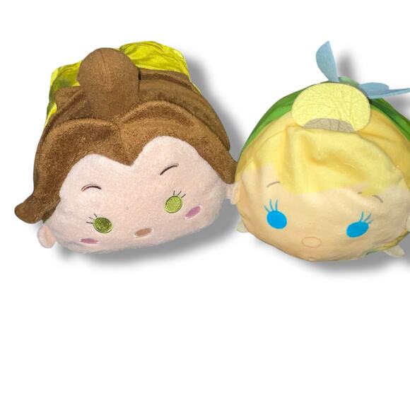 Disney Tsum Plush Princess Belle Beauty & Beast Tinkerbell Pillow 12" Lot of 2 - Picture 15 of 16
